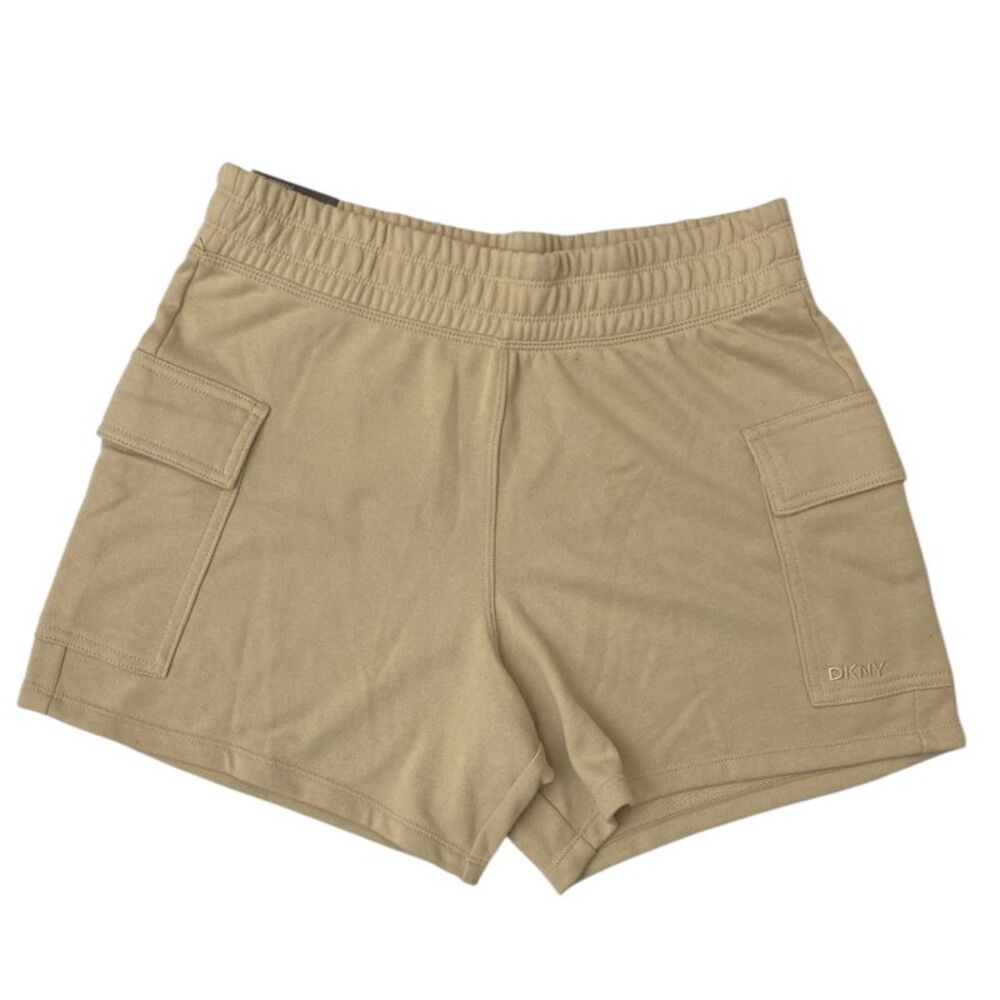 DKNY Women's French Terry Classic Fit Ultra-Soft Cargo Short - Pebble